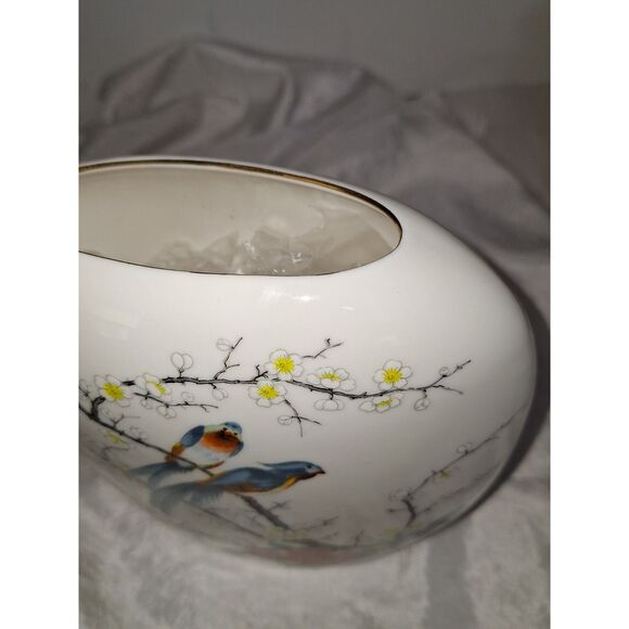 A Jay Fine China Bird Vase Hand Painted Japanese Floral Cottage-Core Home Design - Picture 11 of 13